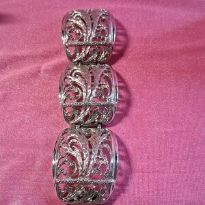 Signed Lucien Piccard Silvertone Filigree Panel Bracelet